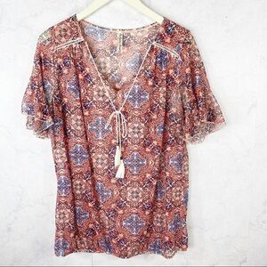 Sheer Printed Pattern Layering Top
